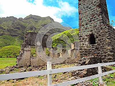 Building Ruins in Hawaii Stock Photo