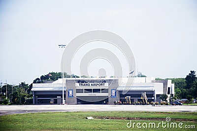 Building and runway road of Trang Airport Editorial Stock Photo