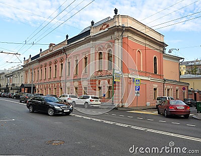 The building of the Russian Academy of Arts on Prechistenka street. Moscow, Russia Editorial Stock Photo