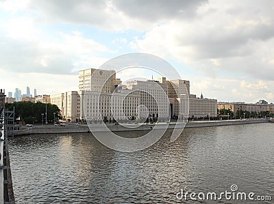 The building of the Russian Federation Ministry of Defence on Frunze Embankment. Editorial Stock Photo