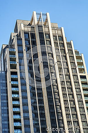 The 628 building on Saint-Jacques street condominiums at Place Vicroria downtown Montreal Stock Photo