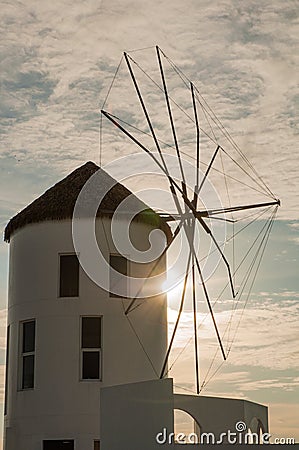 A building in santorini style at evening Stock Photo