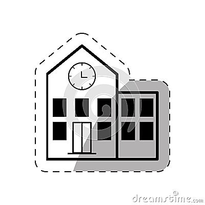 building school thin line Cartoon Illustration