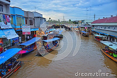 The building sells goods to tourists and cruise ships for taking tourists on the river Editorial Stock Photo