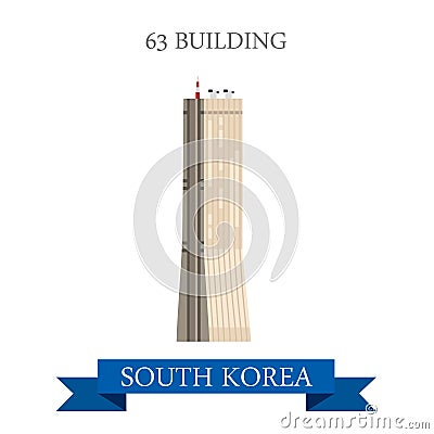 63 building Seoul South Korea landmarks vector attraction Vector Illustration