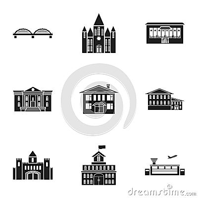 Building set icons in black style. Big collection of building vector symbol stock illustration Vector Illustration