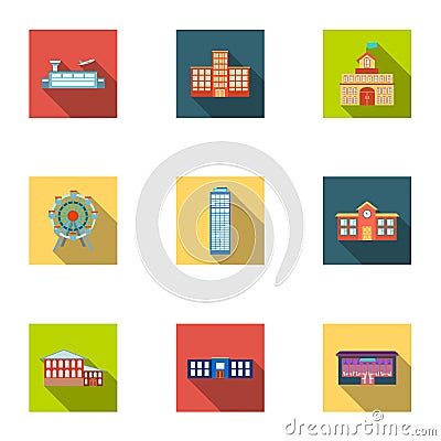 Building set icons in flat style. Big collection of building vector symbol stock illustration Vector Illustration