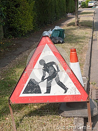 Building sign outside in street Stock Photo