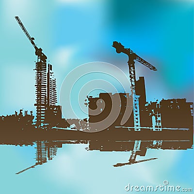 Building Site Background Vector Illustration