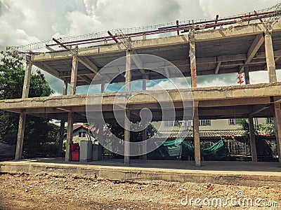 Building Site construction with metal structure. Industrial business Stock Photo