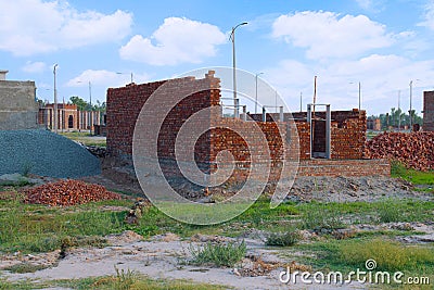 Building site of streets under construction in a housing society in Lahore Pakistan Stock Photo