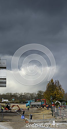 Building site with thundery atmosphere Editorial Stock Photo