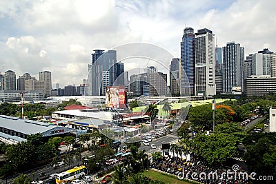 Building, skyscrapers and commercial establishments at Ortigas Complex in Pasig City, Philippines. Editorial Stock Photo