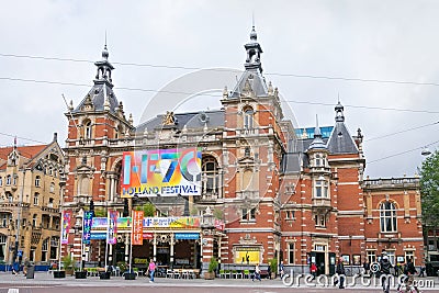 AMSTERDAM, NETHERLANDS - JUNE 25, 2017: The building of Stadsschouwburg Municipal Theatre former National Ballet and Opera. Editorial Stock Photo