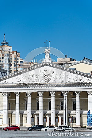 The building of State Opera and Ballet Theatre in Voronezh city. White facade with monumental columns of historic building Editorial Stock Photo