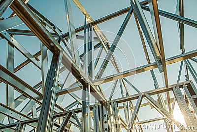 Building Steel Skeleton Frame Stock Photo