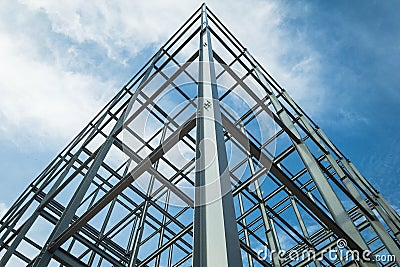 Building structures made of steel, the towering into the sky. Stock Photo