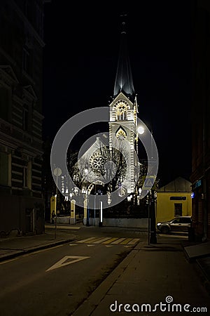 Building of Stt. Peter and Paul Evangelical Lutheran Cathedral in Kitay-Gorod of Moscow, Russia. Editorial Stock Photo