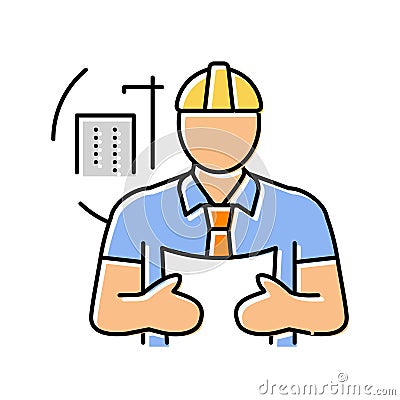 building superintendent repair worker color icon vector illustration Vector Illustration