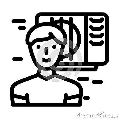 building superintendent repair worker line icon vector illustration Vector Illustration