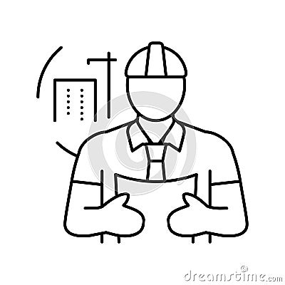 building superintendent repair worker line icon vector illustration Vector Illustration