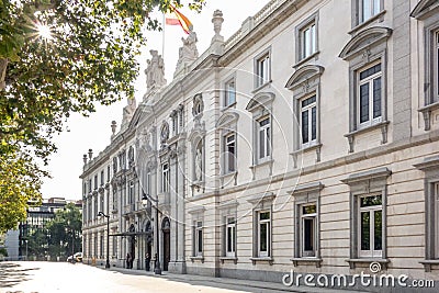 Building of the Supreme court, highest instance of the Spanish justice Editorial Stock Photo