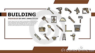 building tool hammer repair drill landing header vector Vector Illustration