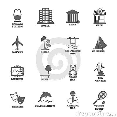 Building Tourism Icons Vector Illustration