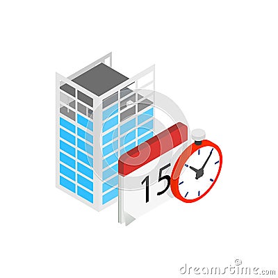 Building under construction, calendar, clock icon Vector Illustration