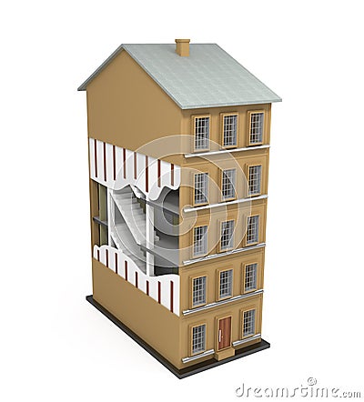 Building Under Construction Isolated on White Cartoon Illustration