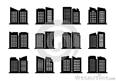 Building urban icon on white background, Vector company and bank collection Vector Illustration