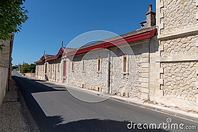 Building vineyard in a street of Margaux in the MÃ©doc Stock Photo
