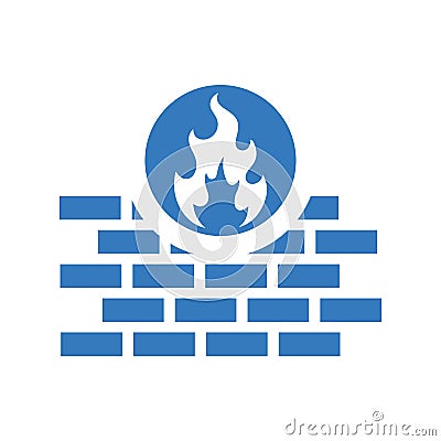 Building wall burning icon / blue color Vector Illustration