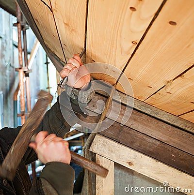 Building wooden boat Stock Photo