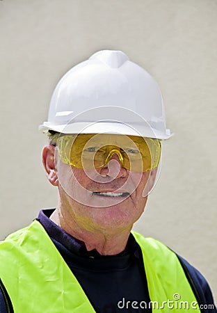 Building worker in safety gear Stock Photo