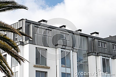 Building with zinc roof Stock Photo