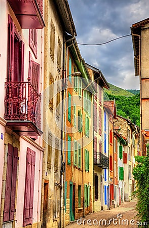 Buildings in Ax-les-Thermes, a town in Pyrenees Stock Photo