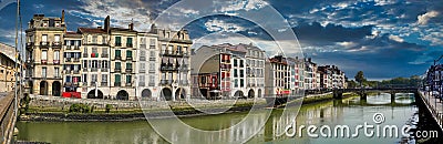 Buildings in the beautiful city of Bayonne. France. Europe Editorial Stock Photo