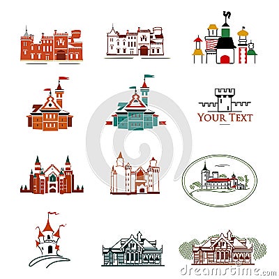 Castles chateau houses vector logo Vector Illustration