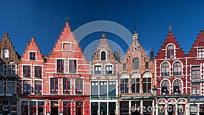 Buildings in Central Square - Bruges Editorial Stock Photo