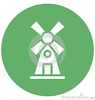 Aerogenerator, mill, Isolated Vector Icon which can be easily edit or modified. Vector Illustration