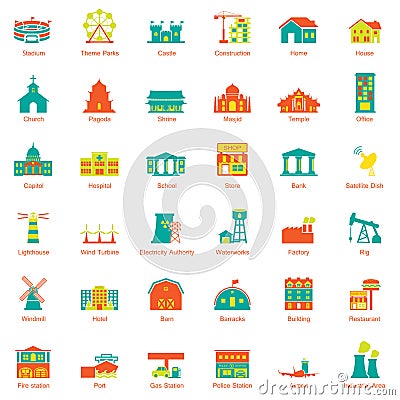 Buildings city icon set Vector Illustration