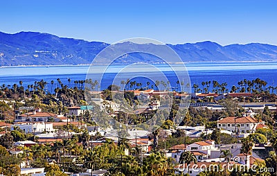 Buildings Coastline Pacific Ocean Santa Barbara California Stock Photo