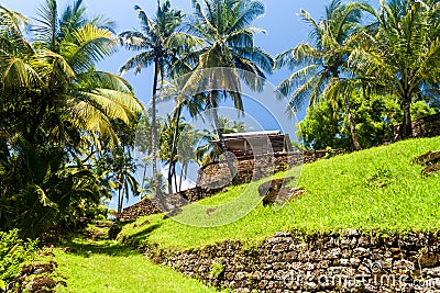 Buildings of former penal colony at Ile Royale Stock Photo