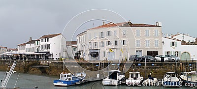 Buildings in harbour in St Martin de Re, Il de Re Editorial Stock Photo