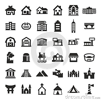 Buildings Icons Vector Illustration