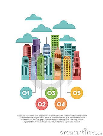 Buildings infographic city presentation Vector Illustration