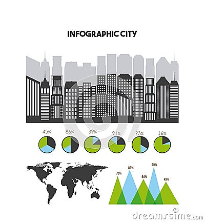 Buildings infographic city presentation Vector Illustration