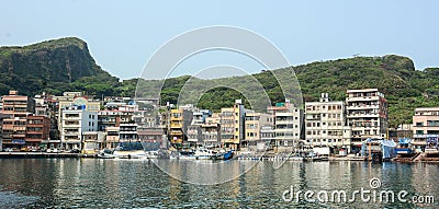 Buildings at the Keelung port, Taiwan Editorial Stock Photo