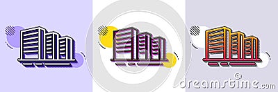 Buildings line icon. City architecture sign. Skyscraper building. Halftone dotted pattern. Vector Vector Illustration